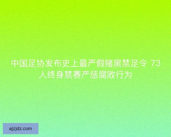 中国足协发布史上最严假赌黑禁足令 73人终身禁赛严惩腐败行为