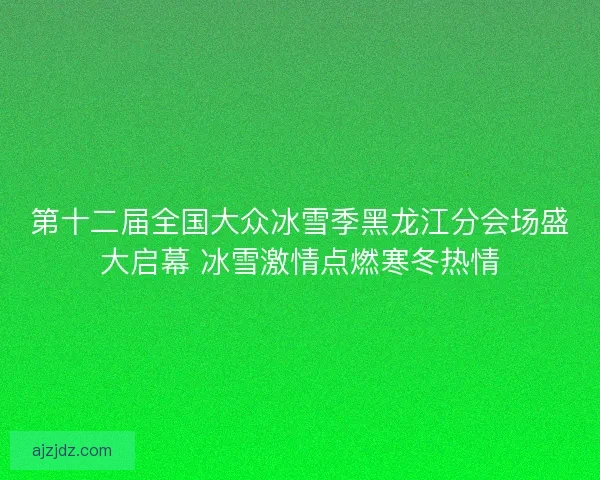 第十二届全国大众冰雪季黑龙江分会场盛大启幕 冰雪激情点燃寒冬热情
